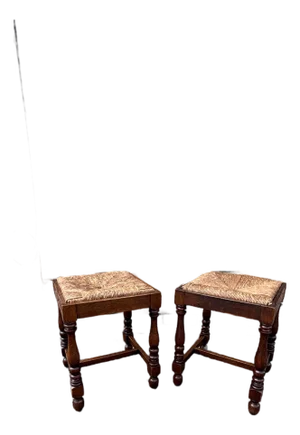 Antique English Rush Seat Stools