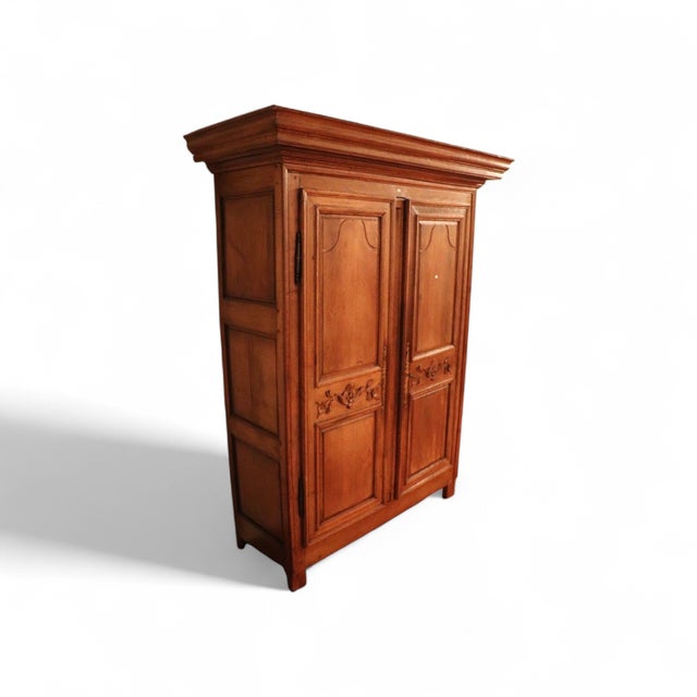 Antique French Provincial Armoire in Light Wood, 1880 For Sale - Image 3 of 5