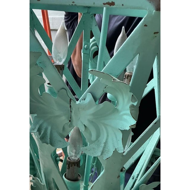 Vintage Painted Metal Hanging Lantern For Sale - Image 11 of 12
