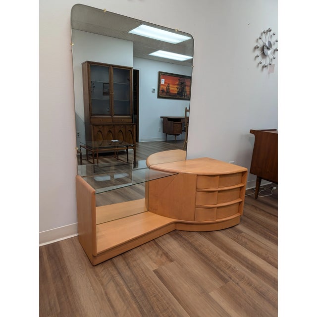 Mid-Century Modern 1950s Heywood-Wakefield Sculptura Vanity For Sale - Image 3 of 9