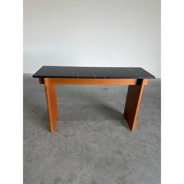 Mid-Century Modern Vintage Danish Teak and Marble Console Table For Sale - Image 3 of 12