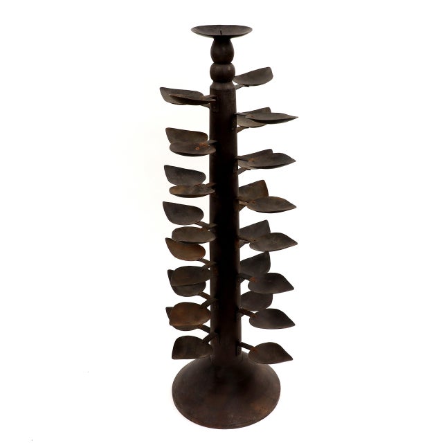 20th Century Decorative Rustic Wood Floor Candle Holder Stand Chairish