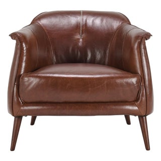 Chestnut Leather Gum Drop Chair For Sale
