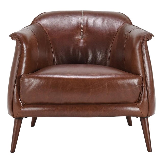 Chestnut Leather Gum Drop Chair For Sale