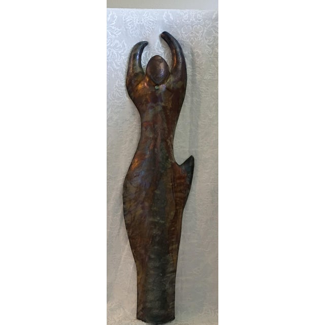 1980s Dalia Riesel Modernist Stylized Female Figurine Patinated Bronze Wall Sculpture - Ed. VI For Sale - Image 4 of 18