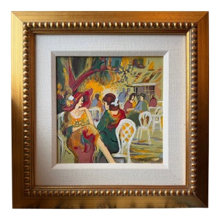 1990s Isaac Maimon "Retreat II – Espresso" Framed Hand-Embellished Limited Edition For Sale