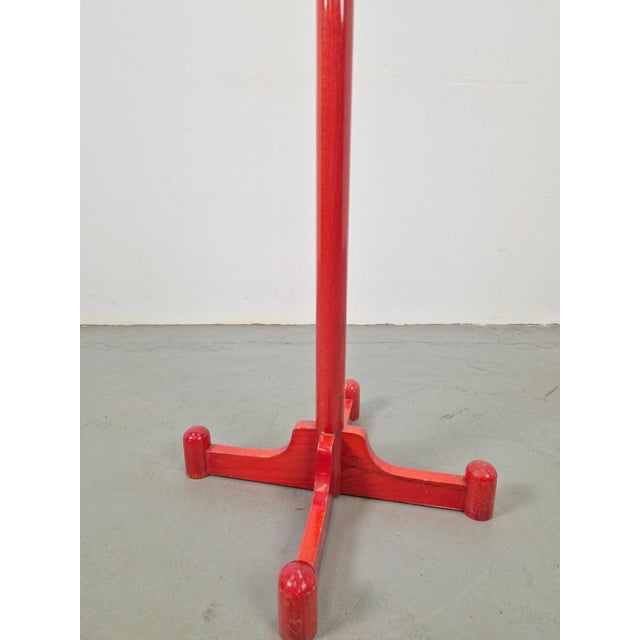 Red Vintage Red Stained Beech Coat Rack with Balls, 1970s For Sale - Image 8 of 9