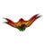 Large Vintage Murano-Style Red, Orange & Green Sculptural Art Glass Bowl For Sale