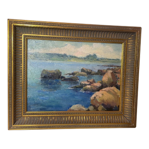 Antique Fred Cuming Realistic Seascape Coast Nautical Oil Painting Leon Chestel