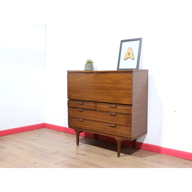 Meredew Mid Century Modern Vintage Teak Bar Cart Cocktail Cabinet Dry Bar by Meredew For Sale - Image 4 of 16