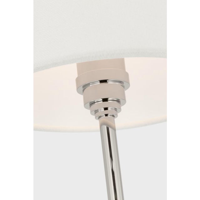 Visual Comfort Chapman & Myers for Visual Comfort Signature Polaris 15" Sconce in Polished Nickel with Linen Shade For Sale - Image 4 of 7