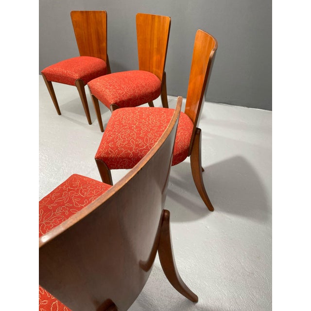 H-214 Chairs in Walnut by Jindřich Halabala, 1950s, Set of 4 For Sale - Image 14 of 18