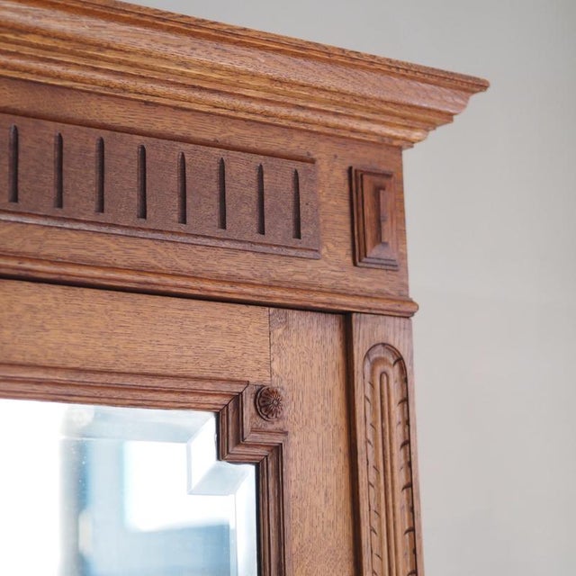 Gründerzeit Oak Wardrobe with Mirror, 1890 For Sale - Image 4 of 18