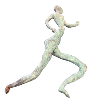 Vintage Bronze Brutalist Running Man Sculpture