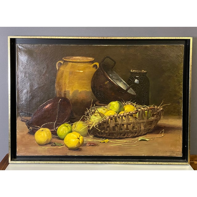 Claude Francois Blanc, Still Life with Brass Objects, 1900, Oil on Canvas For Sale - Image 6 of 6