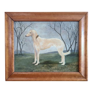 Antique 19th Century Oil Painting Portrait of a Saluki Dog For Sale