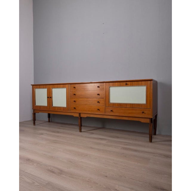 Mid-Century Modern Vintage Italian Wooden Sideboard with Bar Compartment, 1960s For Sale - Image 3 of 13