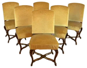 18th Century Baroque Dining Chairs with Gilt Accents, Italy, 1790, Set of 6