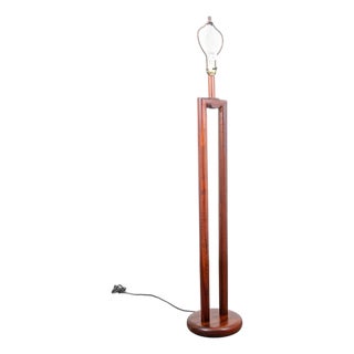 1960s Mid Century Modern Danish Solid Mahogany Floor Wood Lamp For Sale