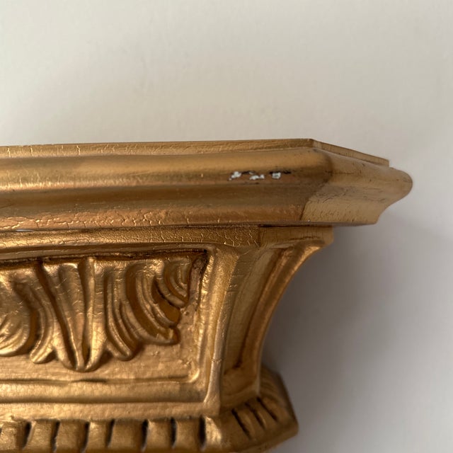 Ceramic Vintage Large Gold Ceramic Wall Bracket Shelf For Sale - Image 7 of 9
