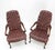 Late 20th Century Pair Burgundy Leather Queen Anne Tufted Upholstery Walnut Armchairs MINT For Sale - Image 5 of 17