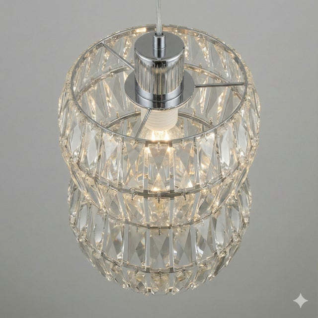 1950s 1950s Faceted Crystal Pendant Attributed to Bakalowits & Söhne For Sale - Image 5 of 8