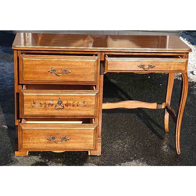 Late 20th Century Henry Link Furniture Ornate and Partial Gilt Lighted Hutched Desk For Sale - Image 5 of 12