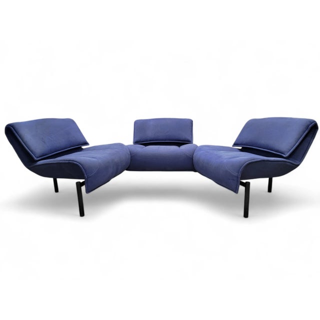 Mid-Century Modern Mid Century Modern Blue Three Seat Veranda Sofa by Vico Magistretti for Cassina For Sale - Image 3 of 10