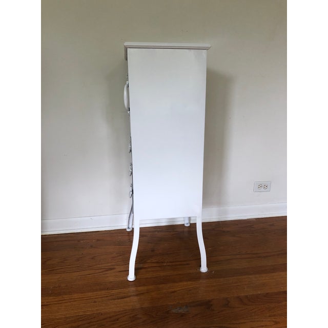Art Deco Antique Art Deco Curved Leg Steel Metal Medical Dental Pharmacy Cabinet With 3 Drawers For Sale - Image 3 of 11