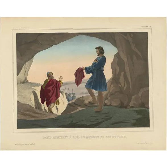 Becquet Frères, No. 8: David Showing Saul the Tip of His Coat, 1840, Print For Sale