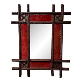 Antique Folk / Tramp Art Mirror C Late 1800s For Sale