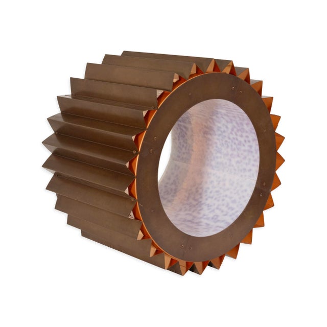 Pair of Michael McEwen "Gear Suspension" Bronze Finished Chandeliers For Sale - Image 4 of 8