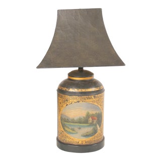 Antique Tole Tea Canister Lamp For Sale