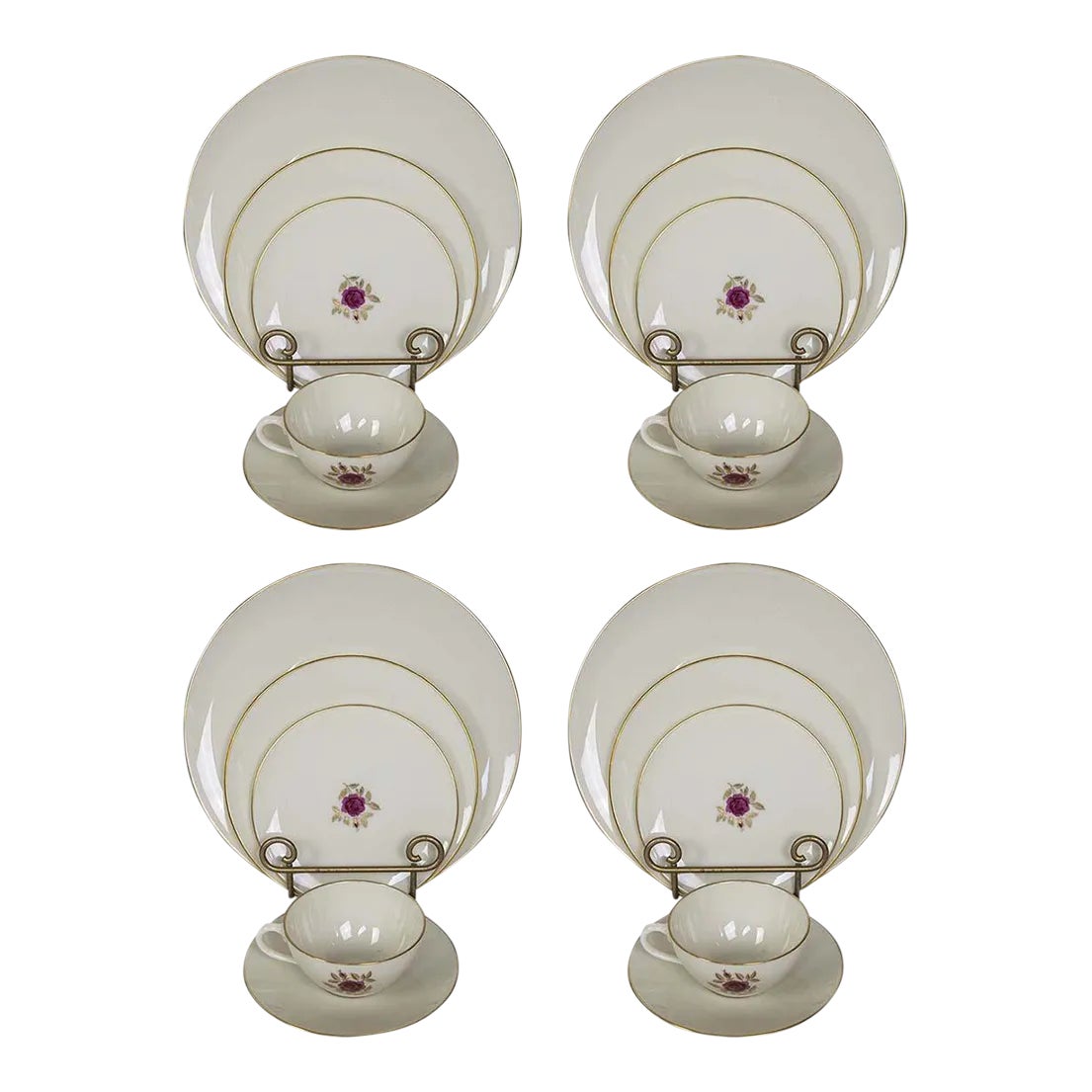 Lenox China Roselyn Pattern Four 5 Piece Place Settings Chairish