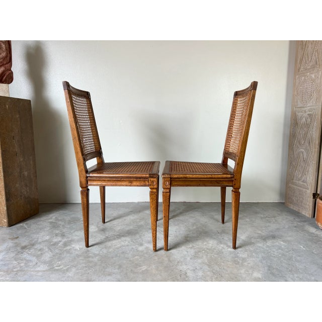 Antique Italian Louis XVI - Style Wood and Cane Accent Chairs - a Pair For Sale - Image 11 of 12