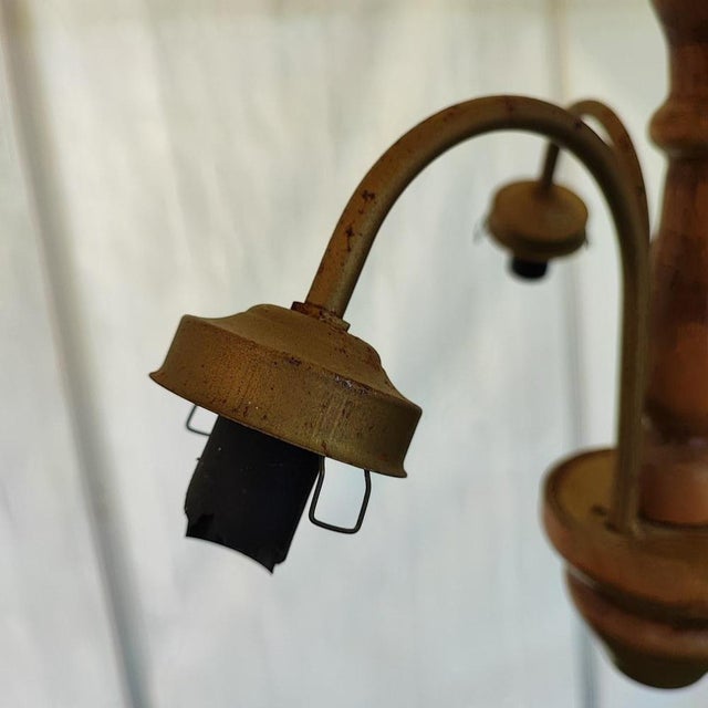 Vintage 3-Arm Chandelier in Wood For Sale - Image 3 of 9