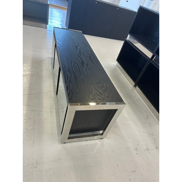 2010s Modern Storage Cabinets From Armani Xchange ; Brushed Steel and Ebonized Wood For Sale - Image 5 of 9