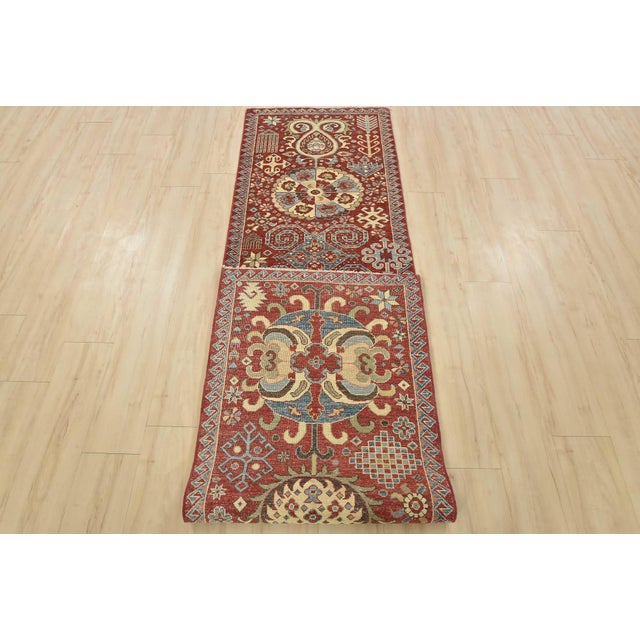 Suzani Runner 2’6” X 9’10” Red Wool Traditional Hand-Knotted Oriental Rug For Sale - Image 13 of 14