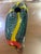 2000 - 2009 Allain Guillot French Studio Art Glass Vase, Turquoise Foil With Red Murrine and Yellow Bands, Signed m.06-50 For Sale - Image 5 of 11