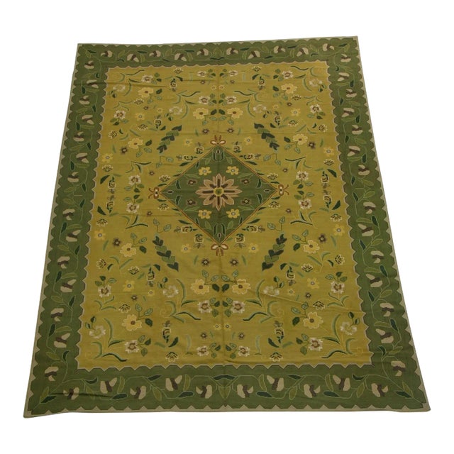 1920 Floral Yellow Needlepoint Rug For Sale