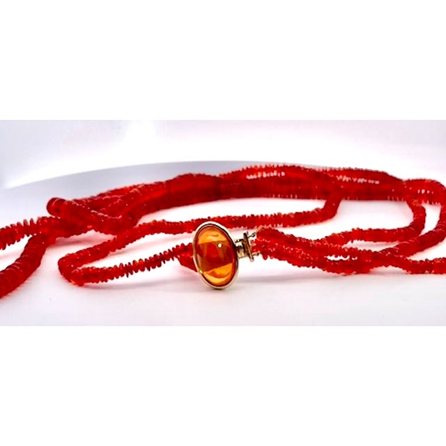 Multi-Strand Necklace With 14k Gold Clasp and Honey Amber Gemstone For Sale In Los Angeles - Image 6 of 14