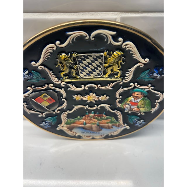 Ceramic Vintage Collectible German Relief Pottery Plate Wurzburg For Sale - Image 7 of 10
