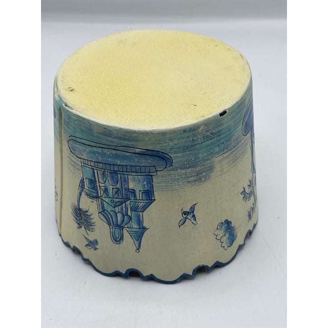 Cream Vintage Italian Hand-Painted Toleware Chinoiserie Monteith Cachepots - Set of 2 For Sale - Image 8 of 12