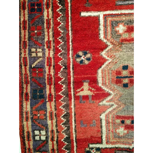 Vintage Persian Heriz Runner, Hand-Knotted Wool, Geometric Pattern, Red & Green, 3x10 For Sale - Image 14 of 18