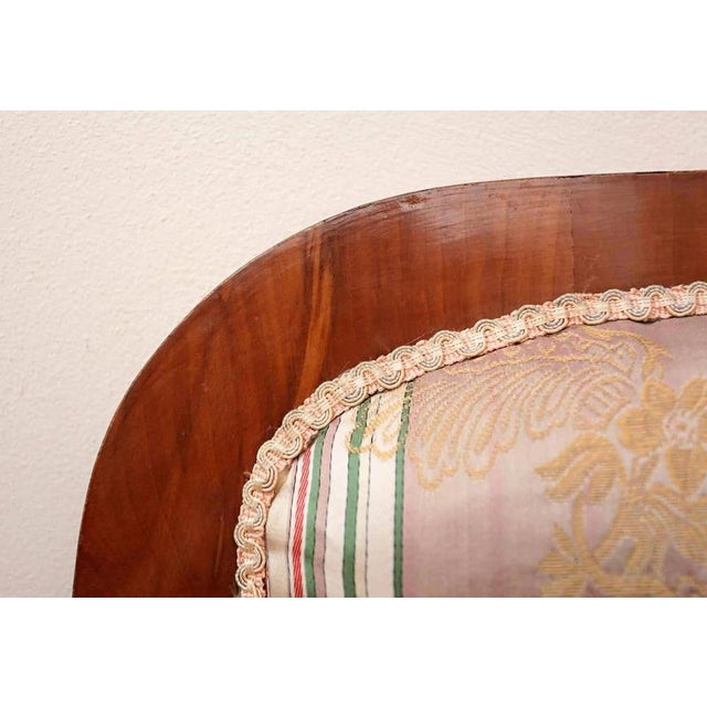 Biedermeier Sofa with Silk Upholstery, Veneer and Carvings For Sale - Image 4 of 6
