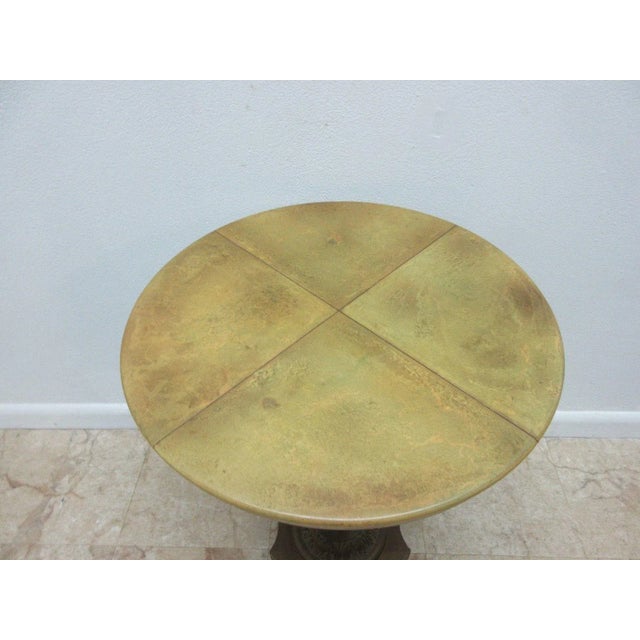 Vintage Brass Faux Paint Marble French Regency Side Table For Sale - Image 5 of 11