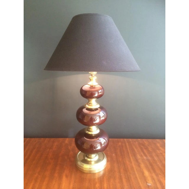 Red Glass and Brass Table Lamp, circa 1960 For Sale - Image 12 of 13