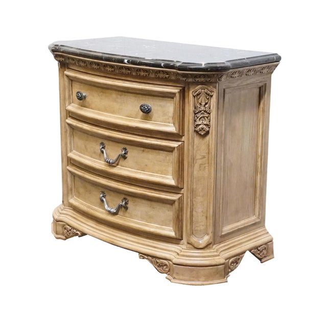 AMERICAN DREW Rustic European Bleached Ash 37" Three Drawer Nightstand w. Granite Top 121-421 33" High 37" Wide 19.25"...