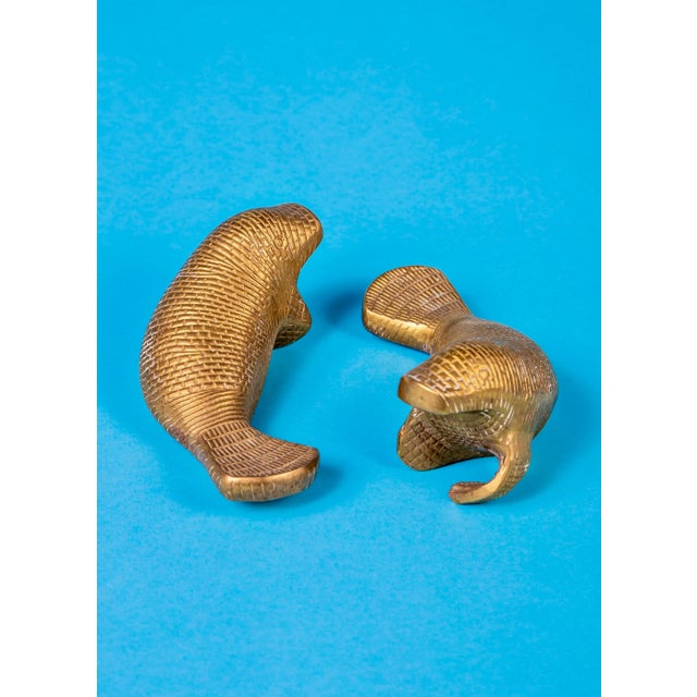 Pair of Brass Manatee For Sale - Image 10 of 11