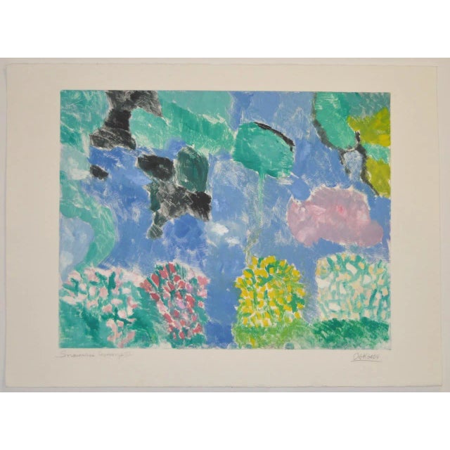 Arthur Krakower (1921-2009) "Snowmass III" Original Monotype c.2004 Bright, bold and colorful monotype by noted...